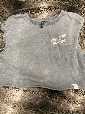 H&M Gray Sleeveless Surf Logo Crop Top